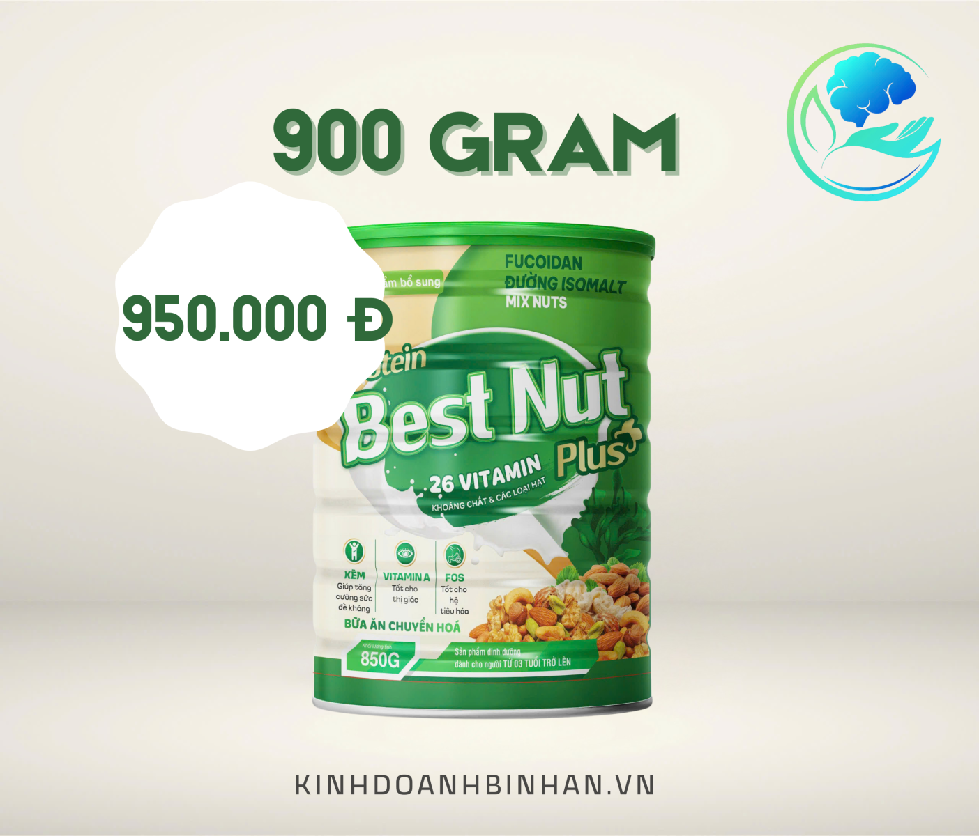 Protein Bestnut Plus Tảo xoắn 900gr