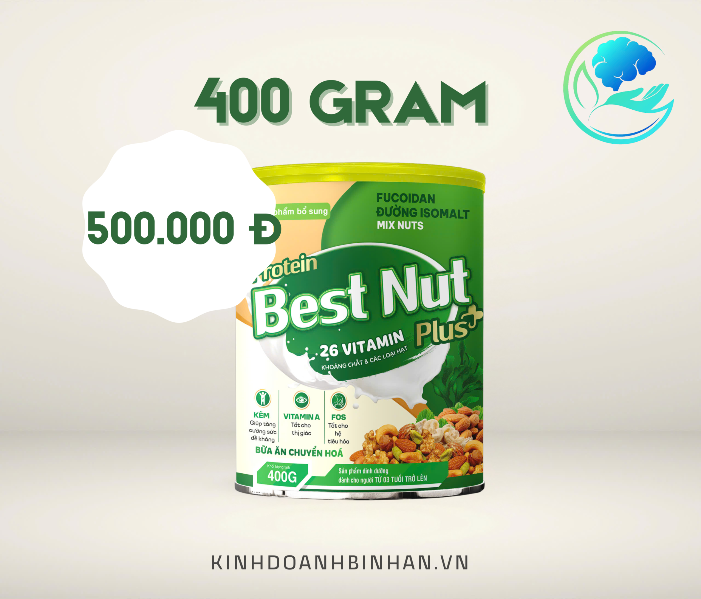 Protein Bestnut Plus Tảo xoắn 400gr
